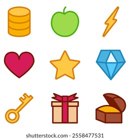 Vector Set of Flat Icons for Mobile Game