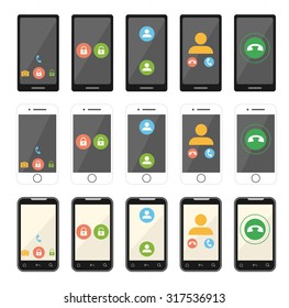 Vector set flat icons of phones. EPS 10.