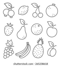 Vector set flat illustration of a fruits 