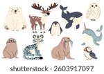 Vector set of flat vector illustrations in a simple children