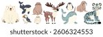 Vector set of flat vector illustrations in a simple children