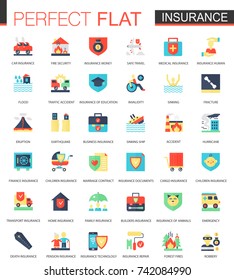 Vector set of flat Insurance icons