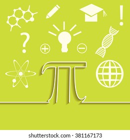 Vector set of flat line of science infographic. Inspiration, idea and discovery theme. Pi symbol concept. Vector illustration.