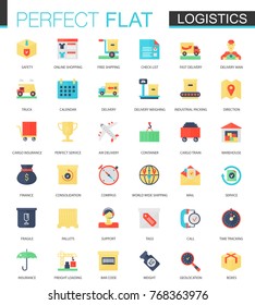 Vector set of flat Logistics transportation icons.