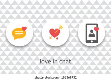 Vector set of flat love icons for mobile phone