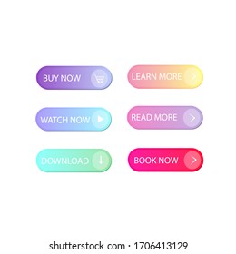 Vector Set of flat, multi-colored gradient buttons for sites and applications.
