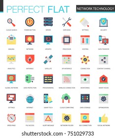 Vector set of flat Network technology icons