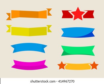 vector set of flat ribbons, stickers without label