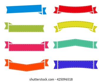 vector set of flat ribbons, stickers without label. decoration stripes