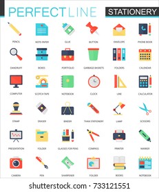 Vector set of flat Stationery icons.