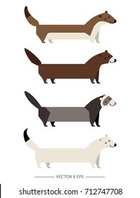 Vector. Set of flat style animals isolated on white background.