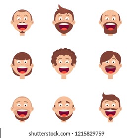 vector set in flat style of male hairstyles isolated on white background
