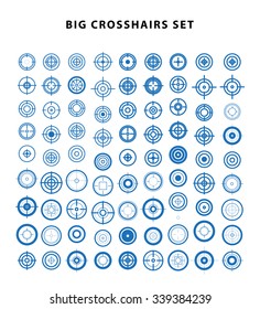 Vector Set Of Flat Targets And Crosshairs Icons Isolated On White Background . Aims Symbol. Gun Aim Simple Flat Icon. Sniper Sight.