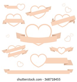 Vector set of flat valentine's day banners and badges. Great for web design, invitations, greeting cards.