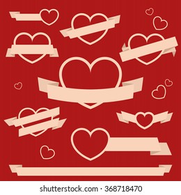 Vector set of flat valentine's day banners and badges. Great for web design, invitations, greeting cards.