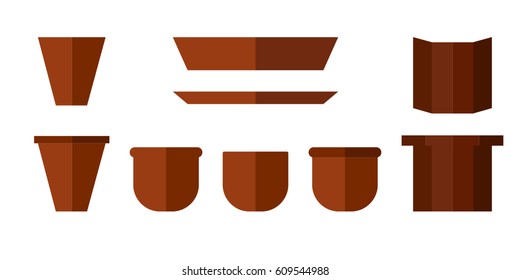 Vector set of flat vases on white background for your design.