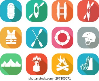 vector set of flat Water rafting icon Symbol Sign Pictogram