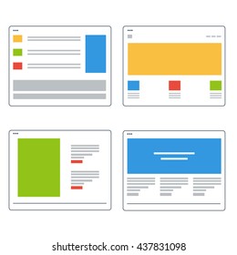 Conjunto de vectores de plantillas de sitio web planas