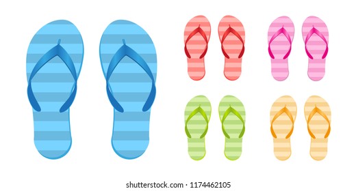 Vector set. Flip flops. Top view.