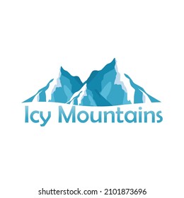 Vector set of floating icebergs in flat cartoon style. Frozen mountain and icy, frozen liquid. isolated icebergs or drifting arctic glaciers.