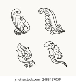 Vector set of flora ornament elements for design