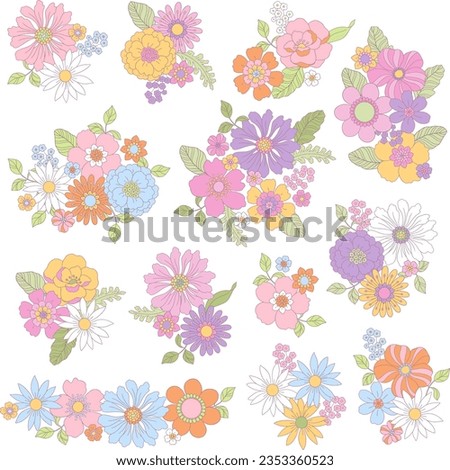 Vector set of floral arrangements illustrations