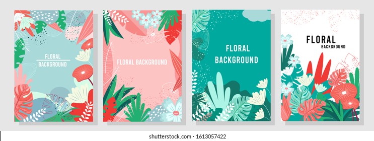 Vector set floral background, Nature background, banner, cover, templates, posters.