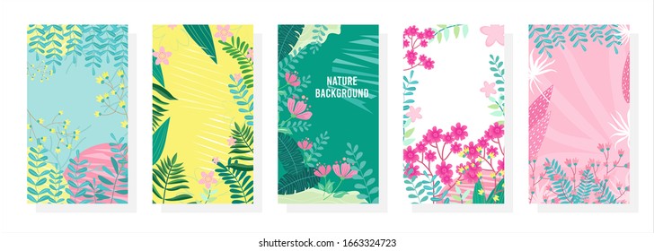 Vector set floral background, Nature background, banner, cover, templates, posters.