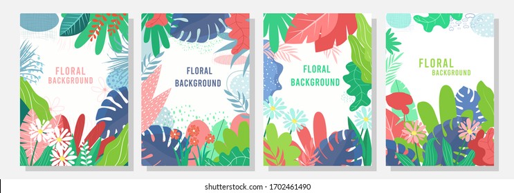 Vector set floral background, Nature background, banner, cover, templates, posters.