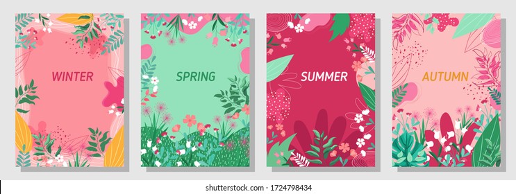 Vector set floral background, Nature background, banner, cover, templates, posters.