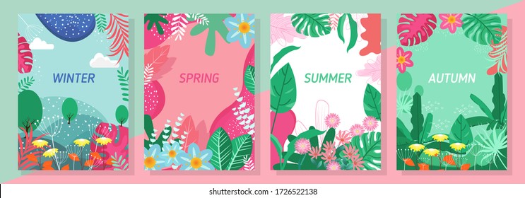 Vector set floral background, Nature background, banner, cover, templates, posters.