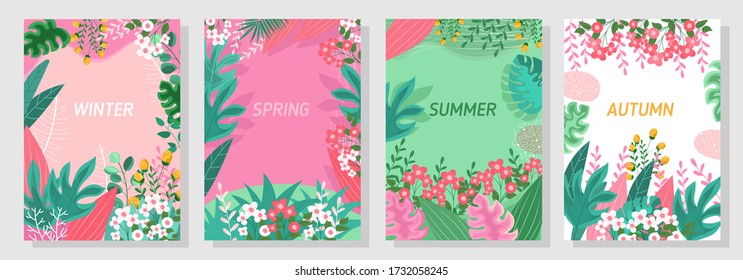 Vector set floral background, Nature background, banner, cover, templates, posters.