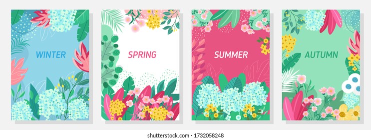 Vector set floral background, Nature background, banner, cover, templates, posters.