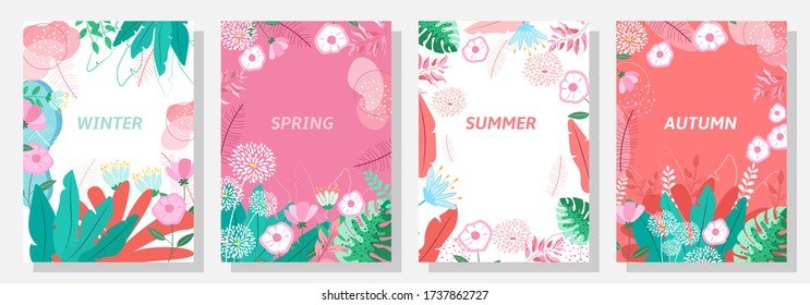 Vector set floral background, Nature background, banner, cover, templates, posters.