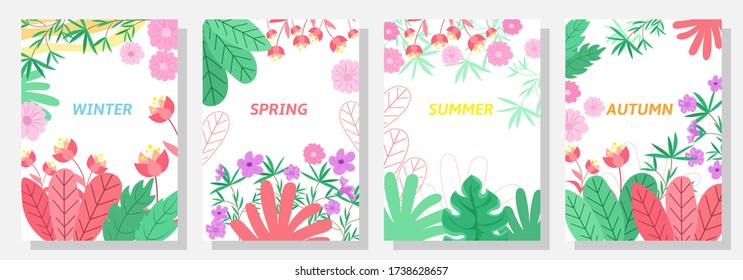 Vector set floral background, Nature background, banner, cover, templates, posters.