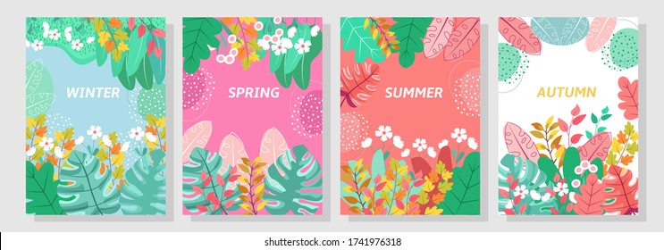 Vector set floral background, Nature background, banner, cover, templates, postcard.