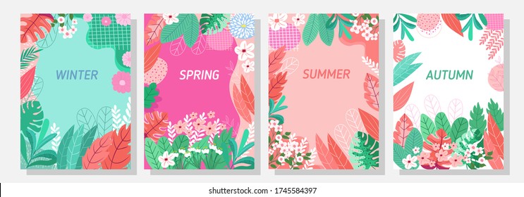 Vector set floral background, Nature background, banner, cover, templates, postcard.