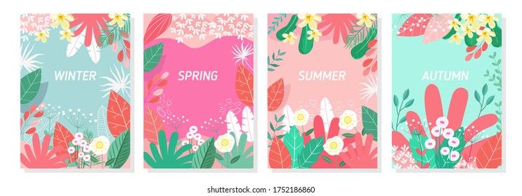 Vector set floral background, Nature background, template, banner, cover, templates, postcard.