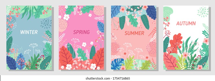 Vector set floral background, Nature background, template, banner, cover, templates, postcard.