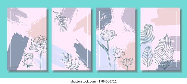 Vector set floral background, Nature background, banner, cover, templates, posters.