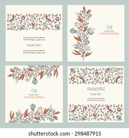 Vector set:  floral backgrounds. hand drawn 