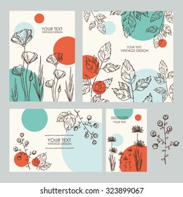 Vector set: floral backgrounds. hand drawn 