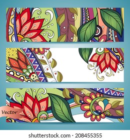 Vector Set of Floral Banner. Place for text