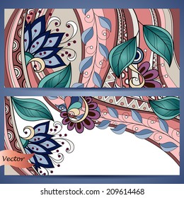 Vector Set of Floral Banner. Place for text