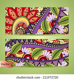 Vector Set of Floral Banner. Place for text