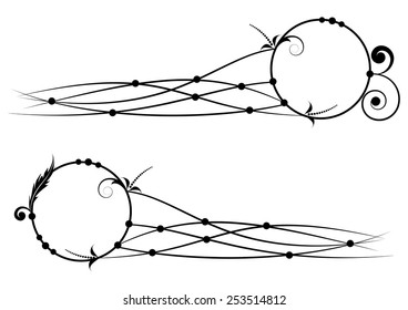 vector set of  floral banners in black and white colors