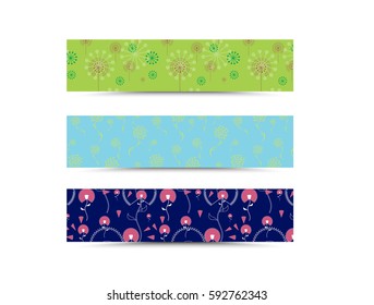 Vector set of floral banners. Three templates for your design.