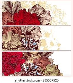 Vector set of floral brochures for your design