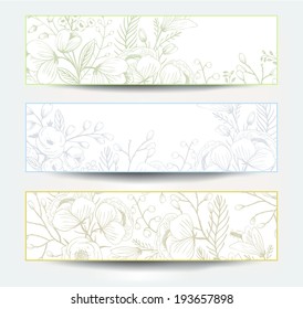 vector set of floral cards with hand drawn flowers