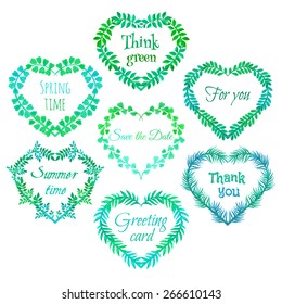 Vector set of floral collection with leaves drawing watercolor. Spring or summer design for invitation, wedding or greeting cards